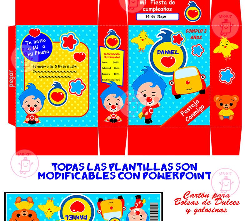 Kit Imprimible Payaso Plim Plim Candy Bar Tarjetas Y Mas #1 $ 59.99 ...